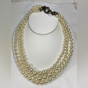 J Crew Multi Strand Graduated Glass Pearl Statement Necklace Great Condition
